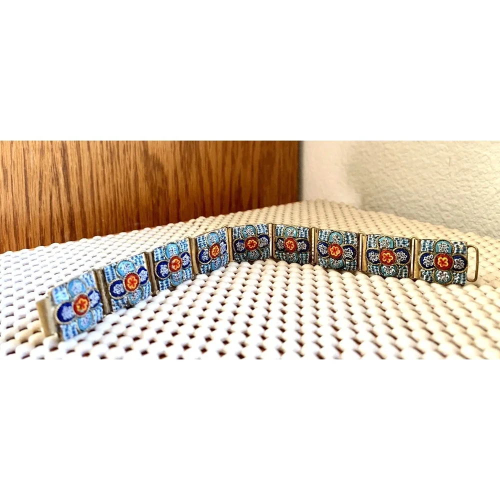 Vintage Antique Italian Micro Mosaic Bracelet 7.5